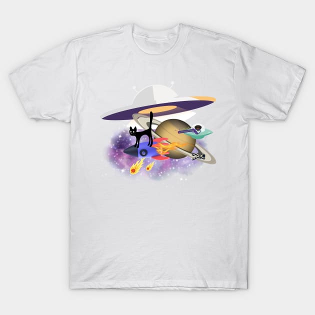 Space Cat T-Shirt by JequiPrint